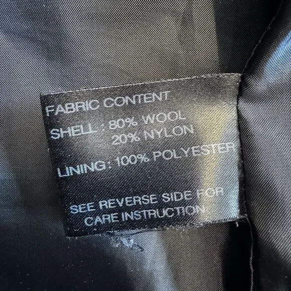 Gallery Wm’s XL Black Winter Coat 80% Wool Single Breast Detachable Hood - Picture 13 of 13